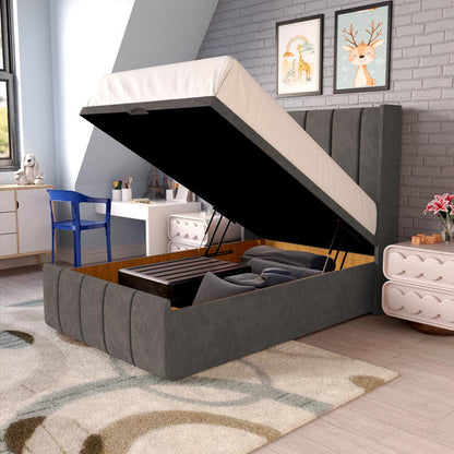 Cidra Kids Wingback Ottoman Divan Bed - Slate Grey Naples