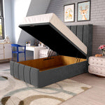 Cidra Kids Wingback Ottoman Divan Bed - Steel Plush Velvet