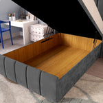 Cidra Kids Wingback Ottoman Divan Bed - Steel Plush Velvet
