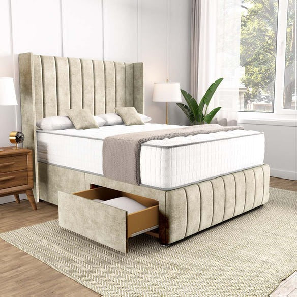 Cidra Wingback Divan Bed - Almond Coniston