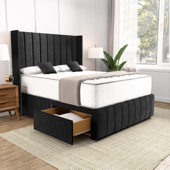 Cidra Wingback Divan Bed - Black Naples