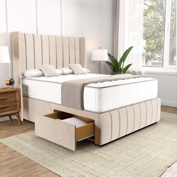 Cidra Wingback Divan Bed - Cream Naples