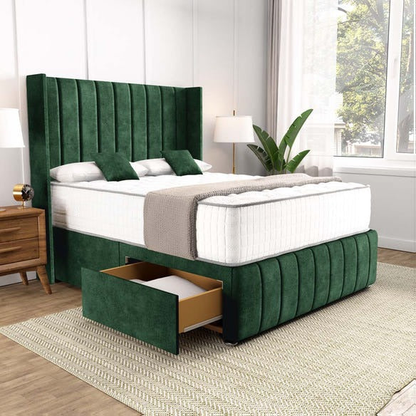 Cidra Wingback Divan Bed - Emerald Coniston