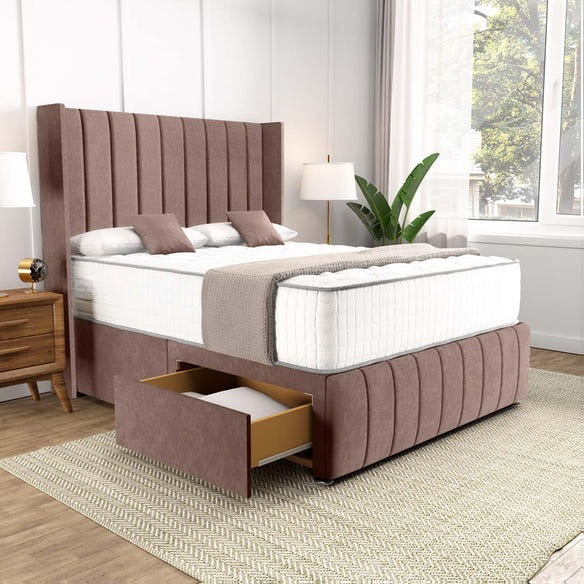 Cidra Wingback Divan Bed - Mauve Naples