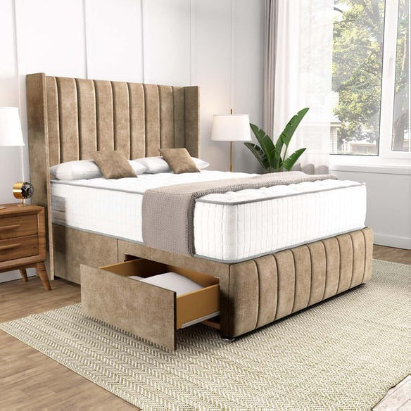 Cidra Wingback Divan Bed - Mink Coniston
