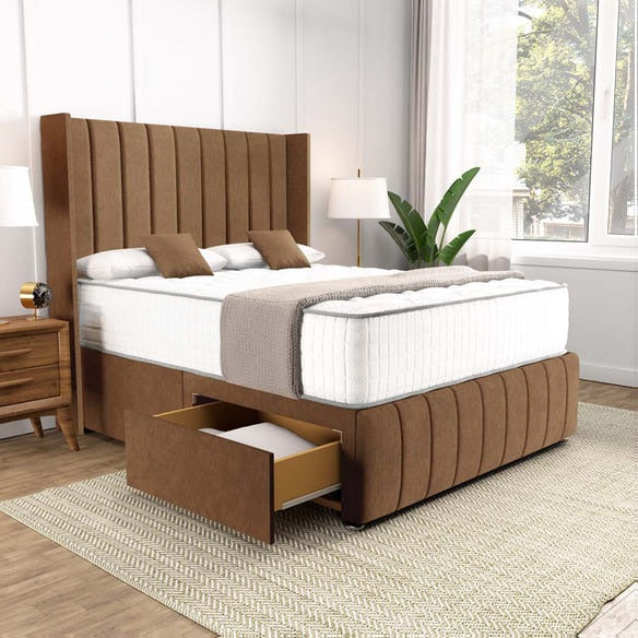 Cidra Wingback Divan Bed - Mink Naples