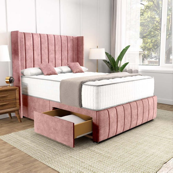 Cidra Wingback Divan Bed - Pink Coniston