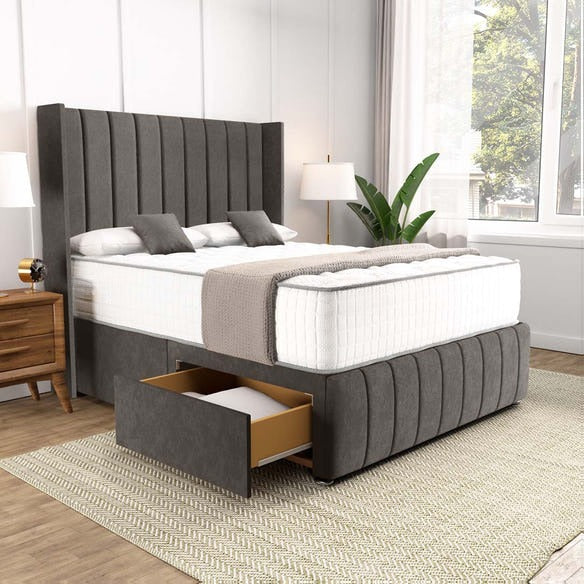 Cidra Wingback Divan Bed - Slate Grey Naples