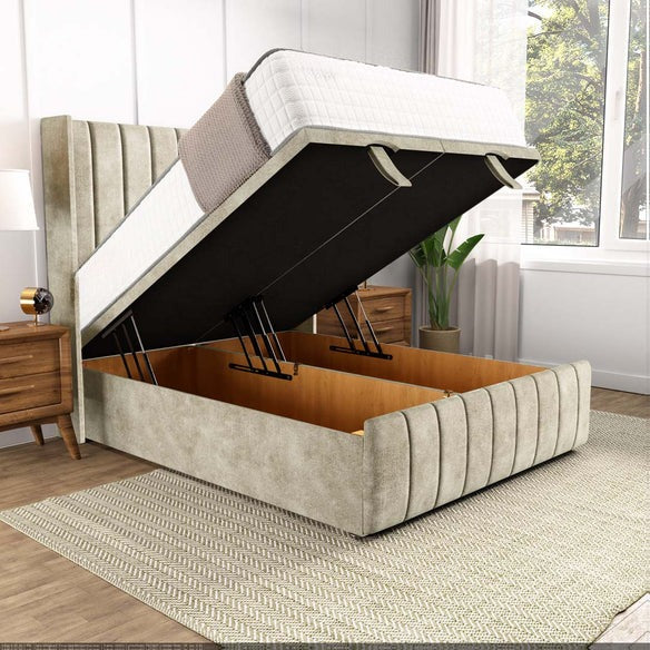 Cidra Wingback Ottoman Divan Bed - Almond Coniston