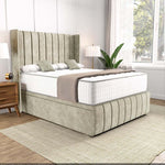 Cidra Wingback Ottoman Divan Bed - Almond Coniston