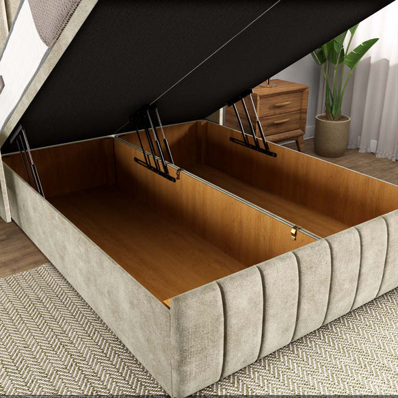 Cidra Wingback Ottoman Divan Bed - Almond Coniston