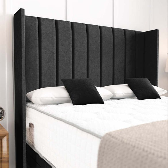 Cidra Wingback Ottoman Divan Bed - Black Naples