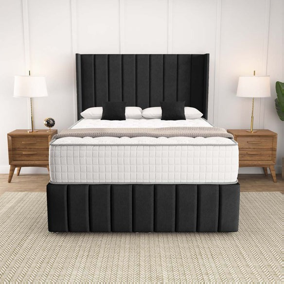 Cidra Wingback Ottoman Divan Bed - Black Naples