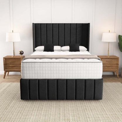 Cidra Wingback Ottoman Divan Bed - Black Naples