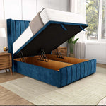 Cidra Wingback Ottoman Divan Bed - Blue Coniston