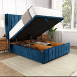 Cidra Wingback Ottoman Divan Bed - Blue Coniston