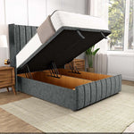 Cidra Wingback Ottoman Divan Bed - Charcoal Chenille