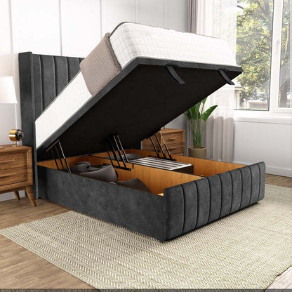 Cidra Wingback Ottoman Divan Bed - Charcoal Coniston