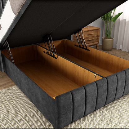 Cidra Wingback Ottoman Divan Bed - Charcoal Coniston
