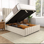 Cidra Wingback Ottoman Divan Bed - Cream Chenille
