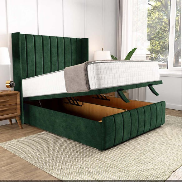 Cidra Wingback Ottoman Divan Bed - Emerald Coniston