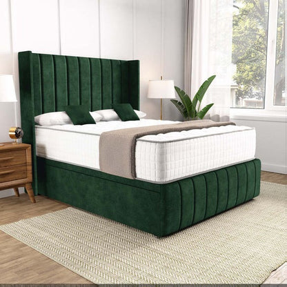 Cidra Wingback Ottoman Divan Bed - Emerald Coniston