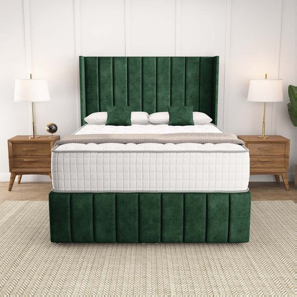 Cidra Wingback Ottoman Divan Bed - Emerald Coniston