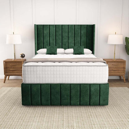 Cidra Wingback Ottoman Divan Bed - Emerald Coniston