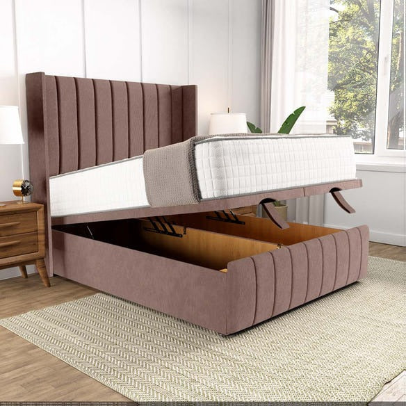 Cidra Wingback Ottoman Divan Bed - Mauve Naples