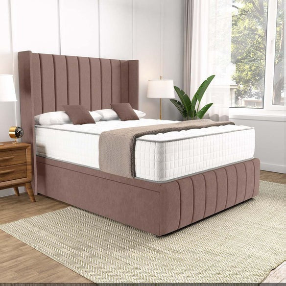 Cidra Wingback Ottoman Divan Bed - Mauve Naples