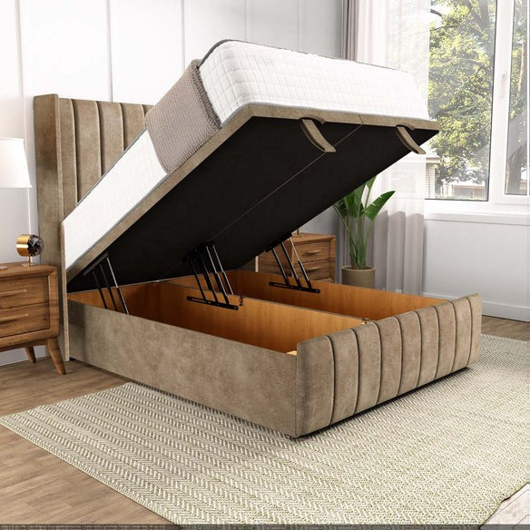 Cidra Wingback Ottoman Divan Bed - Mink Coniston