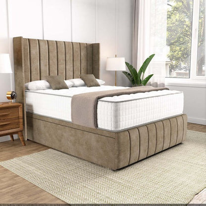 Cidra Wingback Ottoman Divan Bed - Mink Coniston