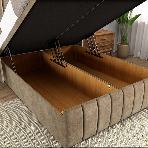 Cidra Wingback Ottoman Divan Bed - Mink Coniston