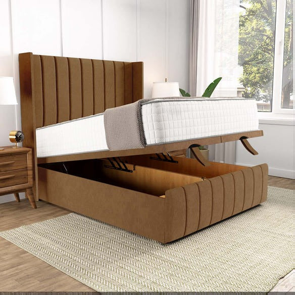 Cidra Wingback Ottoman Divan Bed - Mink Naples