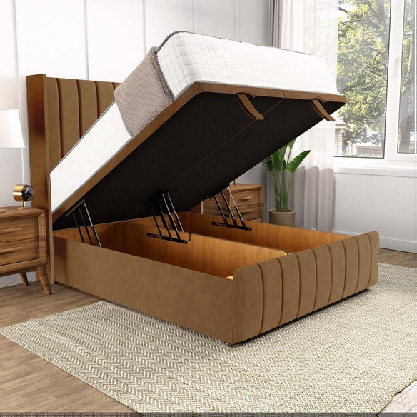 Cidra Wingback Ottoman Divan Bed - Mink Naples