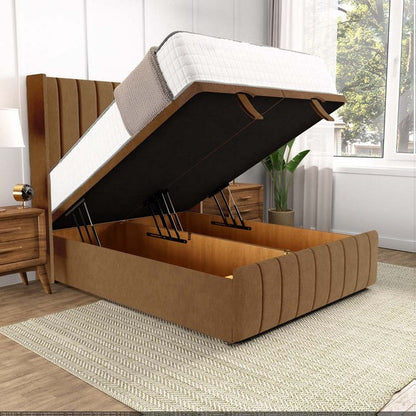 Cidra Wingback Ottoman Divan Bed - Mink Naples