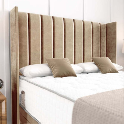 Cidra Wingback Ottoman Divan Bed - Mink Plush Velvet