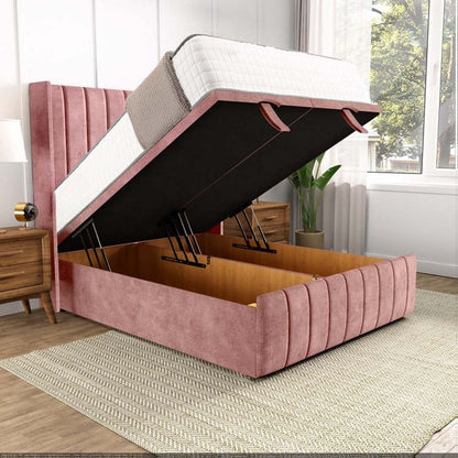 Cidra Wingback Ottoman Divan Bed - Pink Coniston