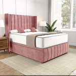 Cidra Wingback Ottoman Divan Bed - Pink Coniston