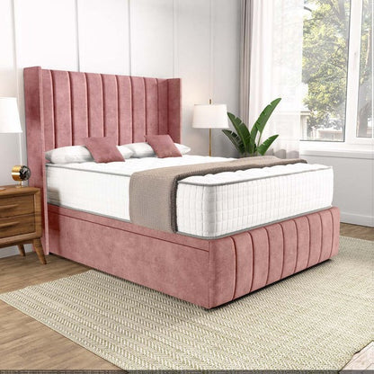 Cidra Wingback Ottoman Divan Bed - Pink Coniston