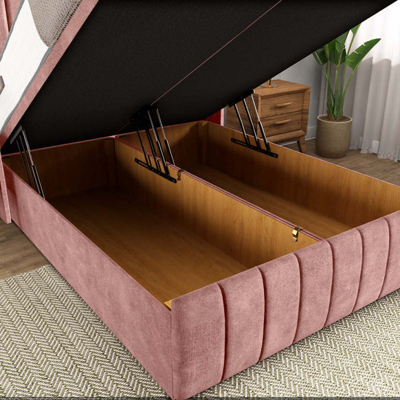 Cidra Wingback Ottoman Divan Bed - Pink Coniston