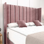 Cidra Wingback Ottoman Divan Bed - Pink Plush Velvet