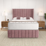 Cidra Wingback Ottoman Divan Bed - Pink Plush Velvet