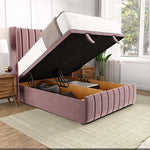 Cidra Wingback Ottoman Divan Bed - Pink Plush Velvet