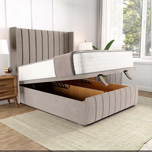 Cidra Wingback Ottoman Divan Bed - Seal Grey Naples