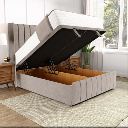 Cidra Wingback Ottoman Divan Bed - Seal Grey Naples