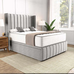 Cidra Wingback Ottoman Divan Bed - Silver Linoso