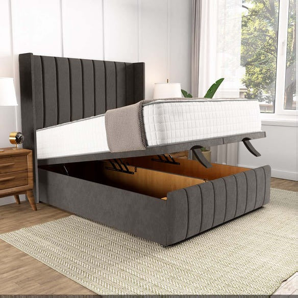 Cidra Wingback Ottoman Divan Bed - Slate Grey Naples