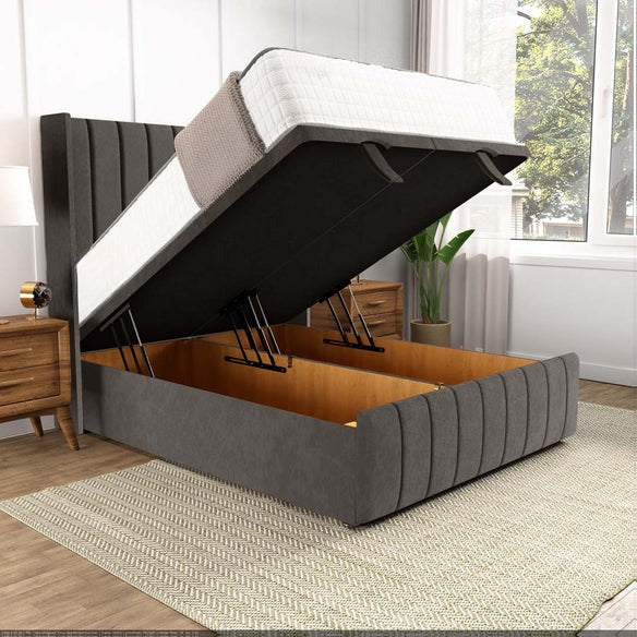 Cidra Wingback Ottoman Divan Bed - Slate Grey Naples