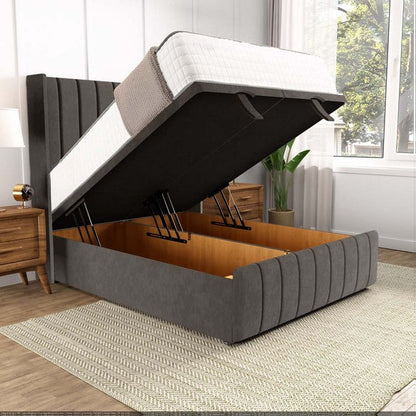 Cidra Wingback Ottoman Divan Bed - Slate Grey Naples